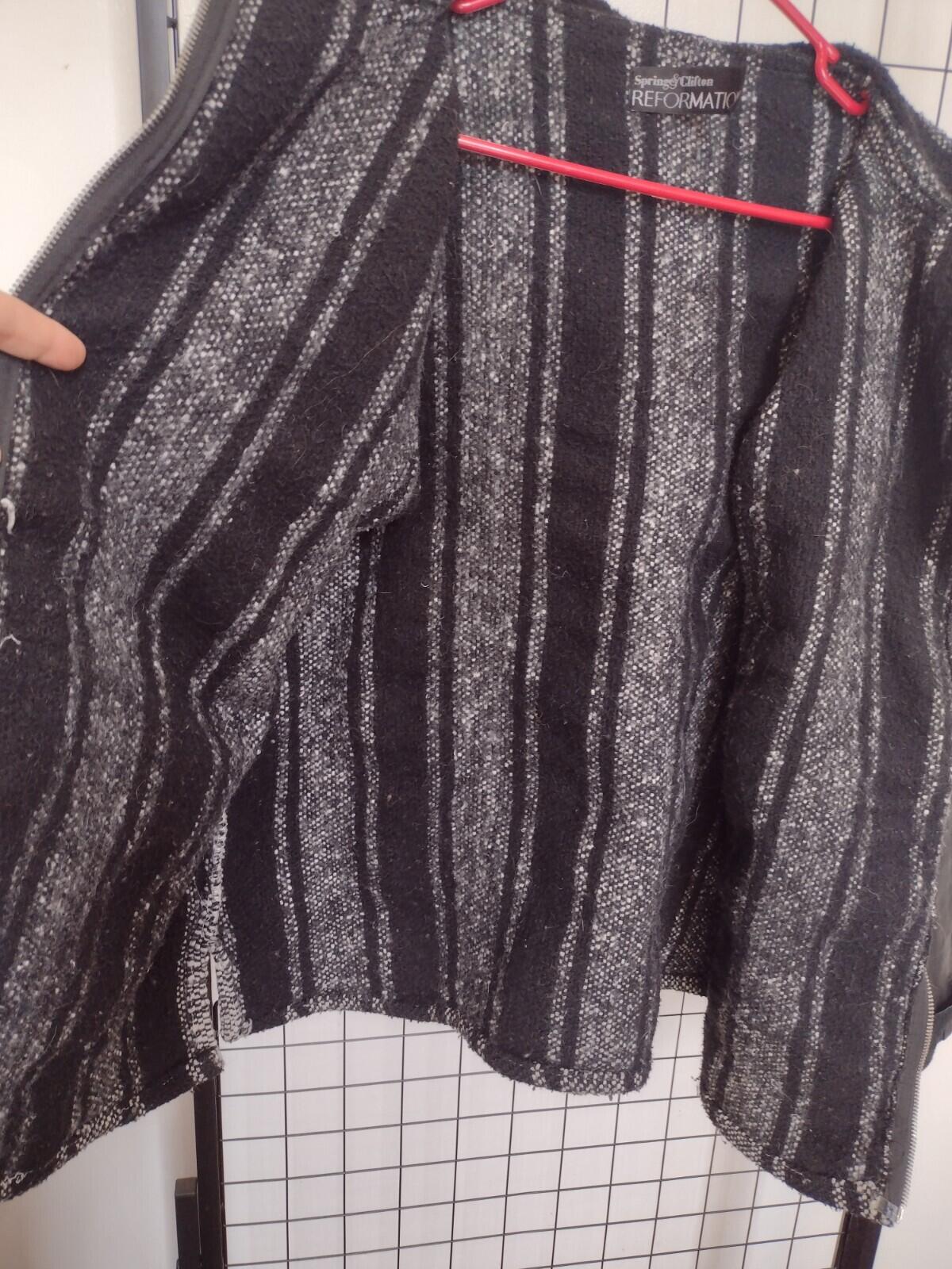 Reformation Spring & Clifton East Deck Baja Leather Jacket Black And White Sz M