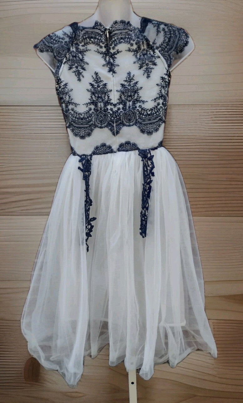 White Navy Lace Tulle Dress Princess Fairycore Balletcore Party Formal S
