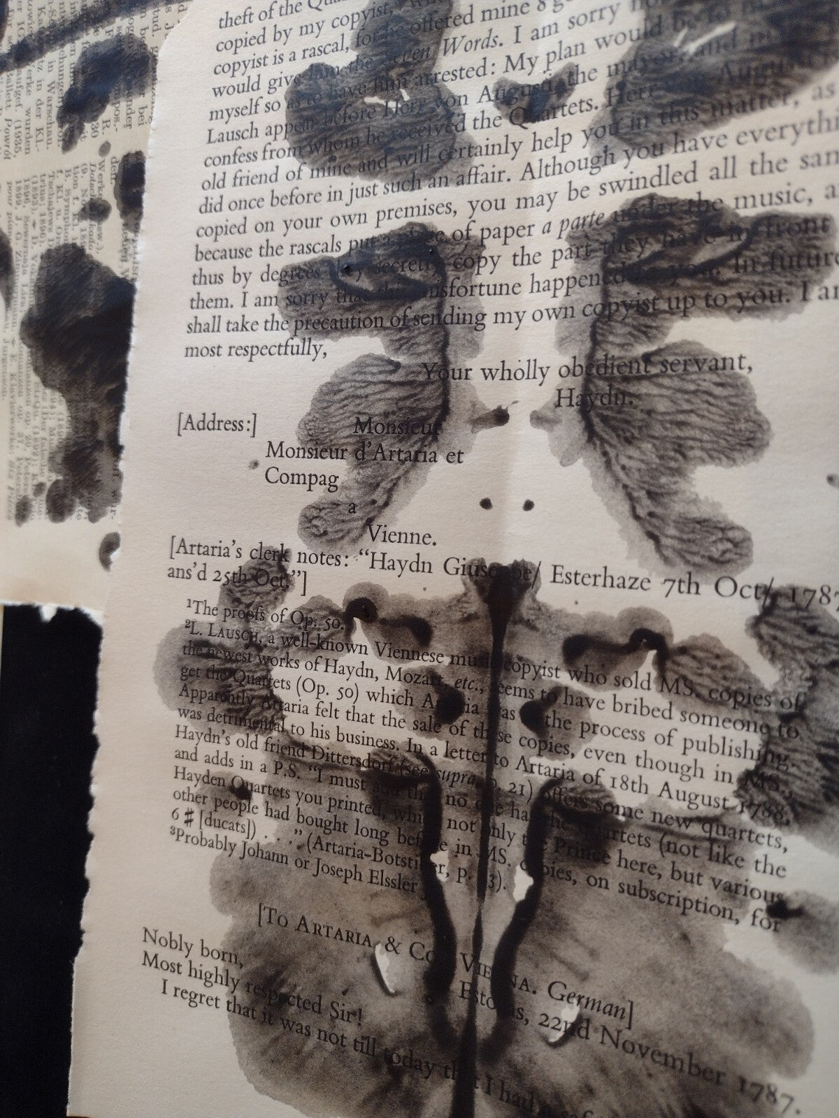 Rorschach Inspired Inkblot Hand Painted Vintage Book Pages 10 Pc Gothic Ephemera