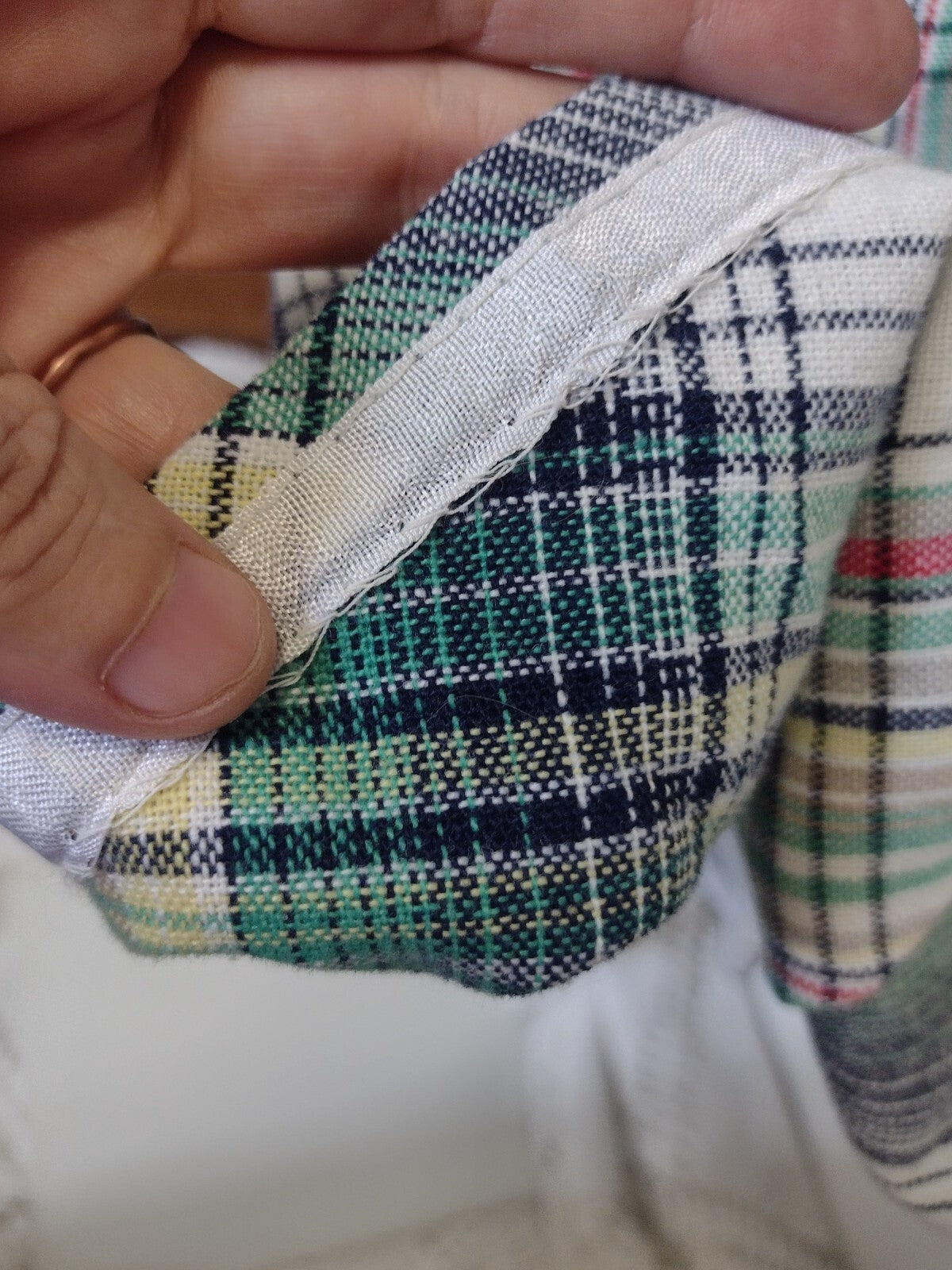Vintage Pan-Ther Plaid Midi Skirt 15/16 Green Linen Blend Pleated Academia 70s