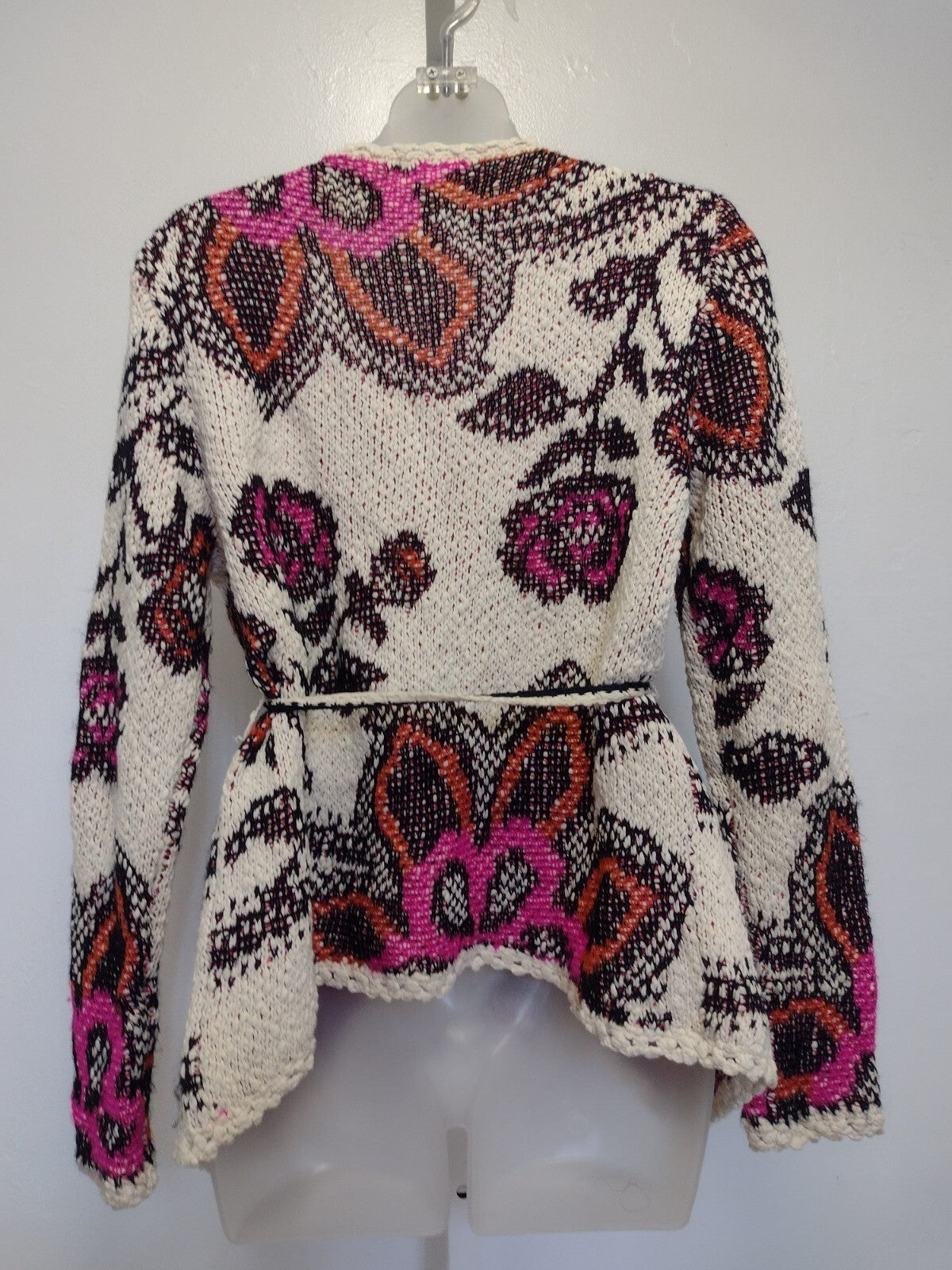Umgee Wrap Cardigan Sweater Boho Southwestern Pom Pom Belt Festival Cottage S