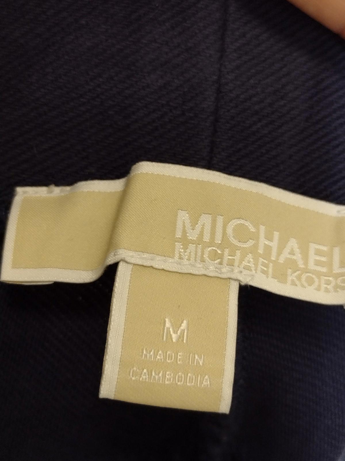 Michael Kors Leggings M + Logo Scarf Set Navy Gold Hardware Designer Bundle