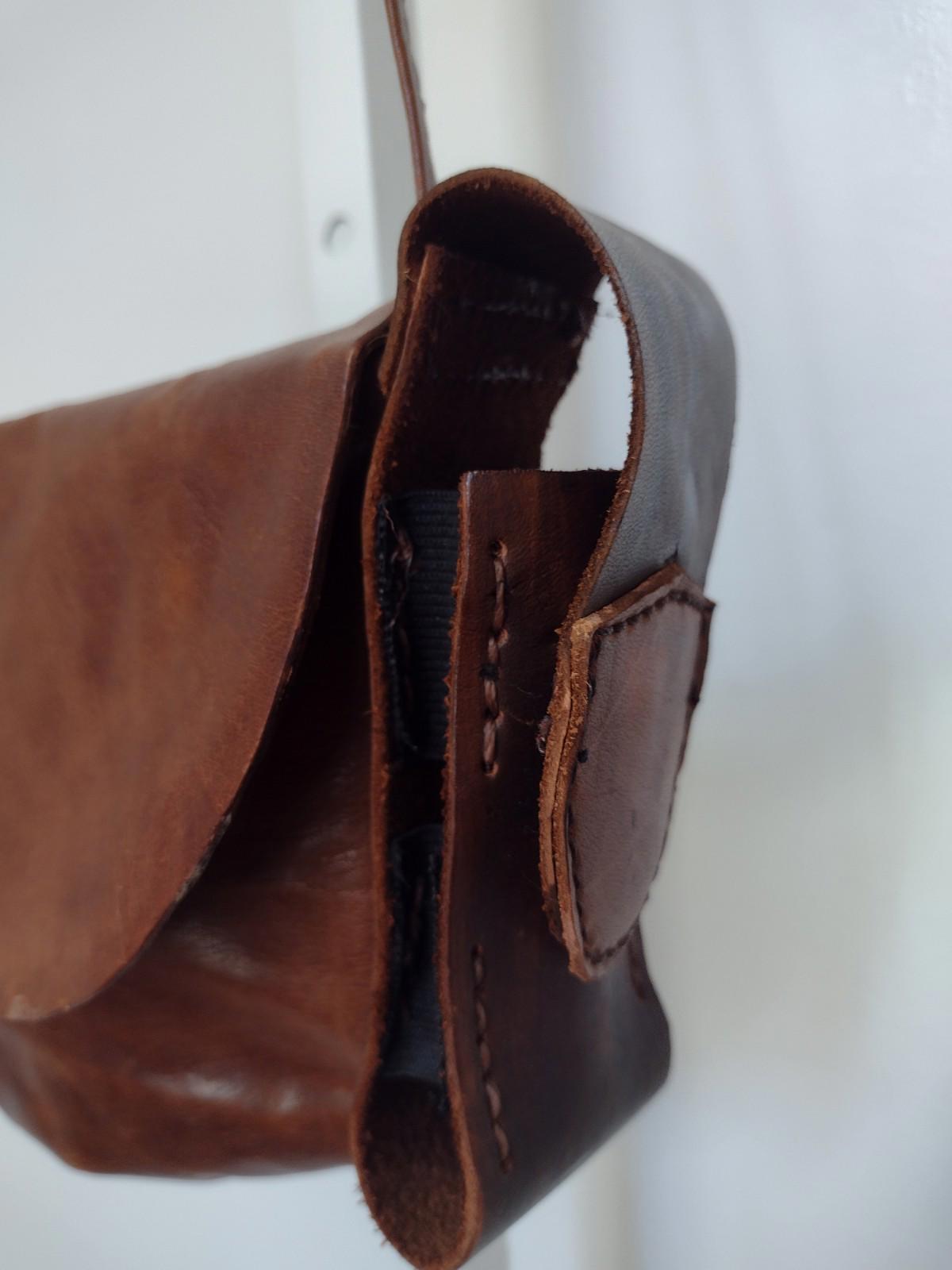 Vintage 80s Handmade Leather Crescent Crossbody Bag Falcon Crest Turn Lock