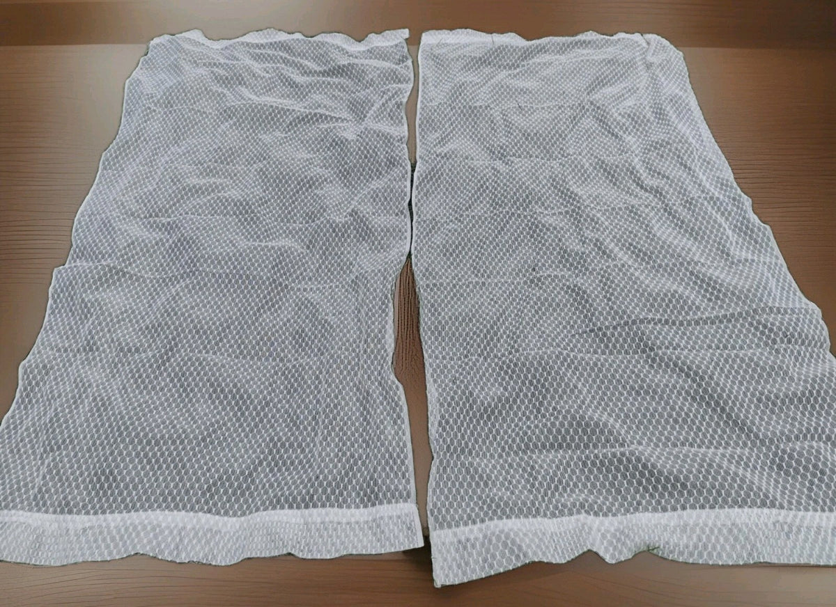 Curtains Vintage 60s Sheer Honeycomb Chenille Texture 39x78 Rod Pocket Pair