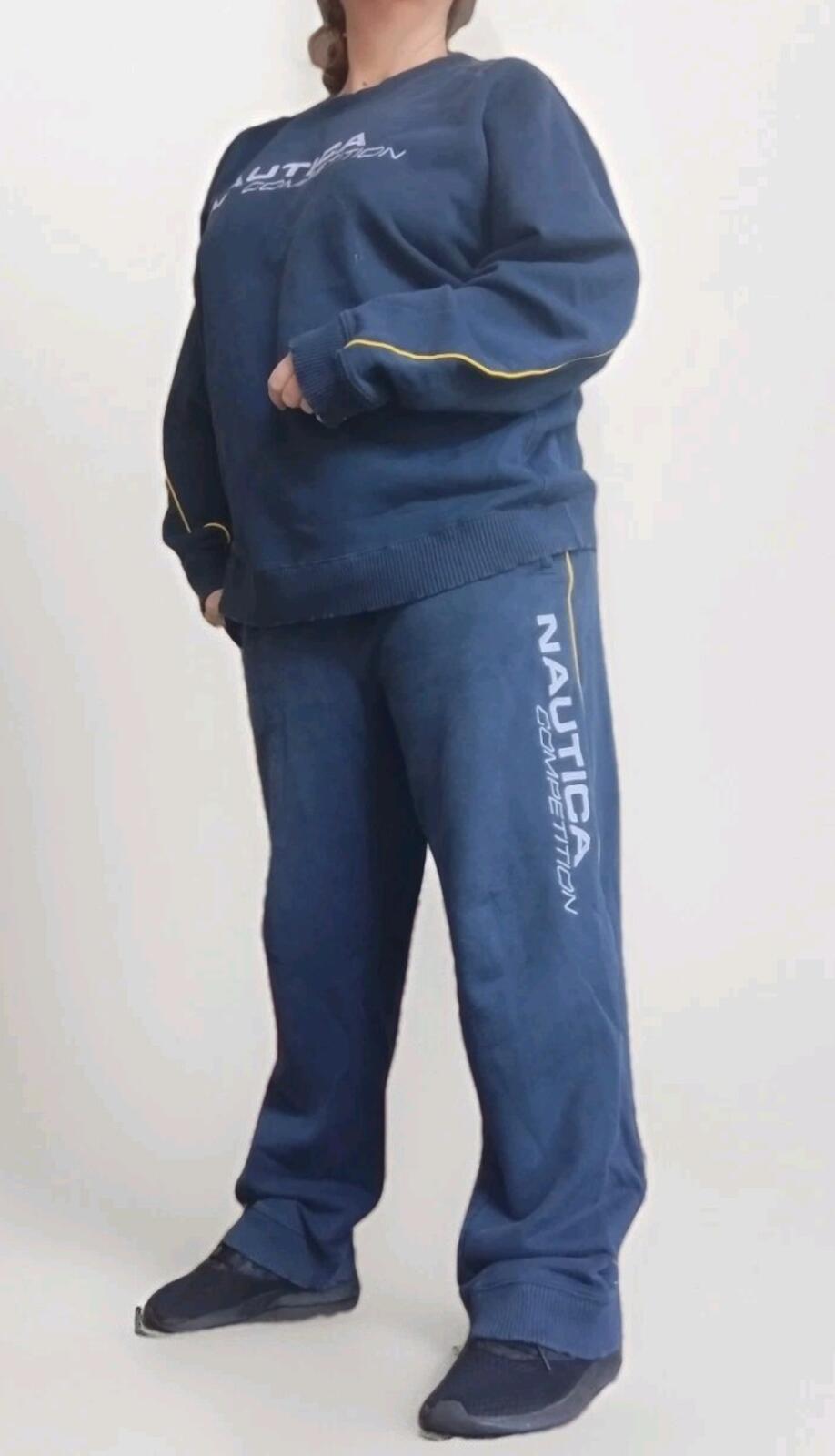 Rare Vintage Nautica Competition Sweats XL Reflective / Embroidered / Piping