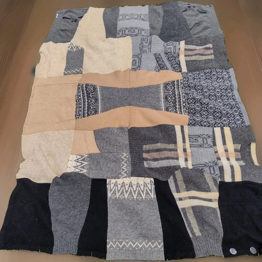 Preloved Home Recycled Wool Throw 78x56 Handmade Canada Eco Artisan Quilt