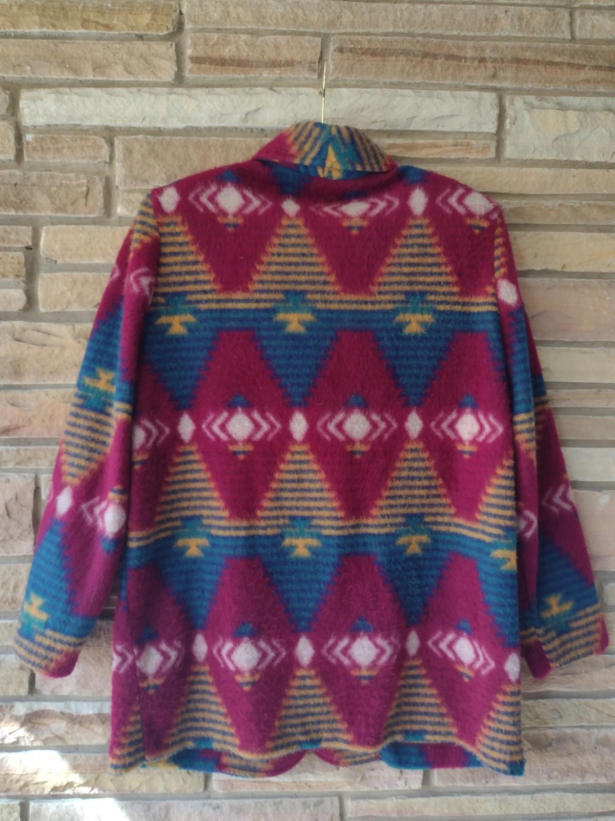 VTG Rare 90s Ivy·Wear Fleece Jacket M USA Aztec Alpaca Look Soft Acrylic RN53001