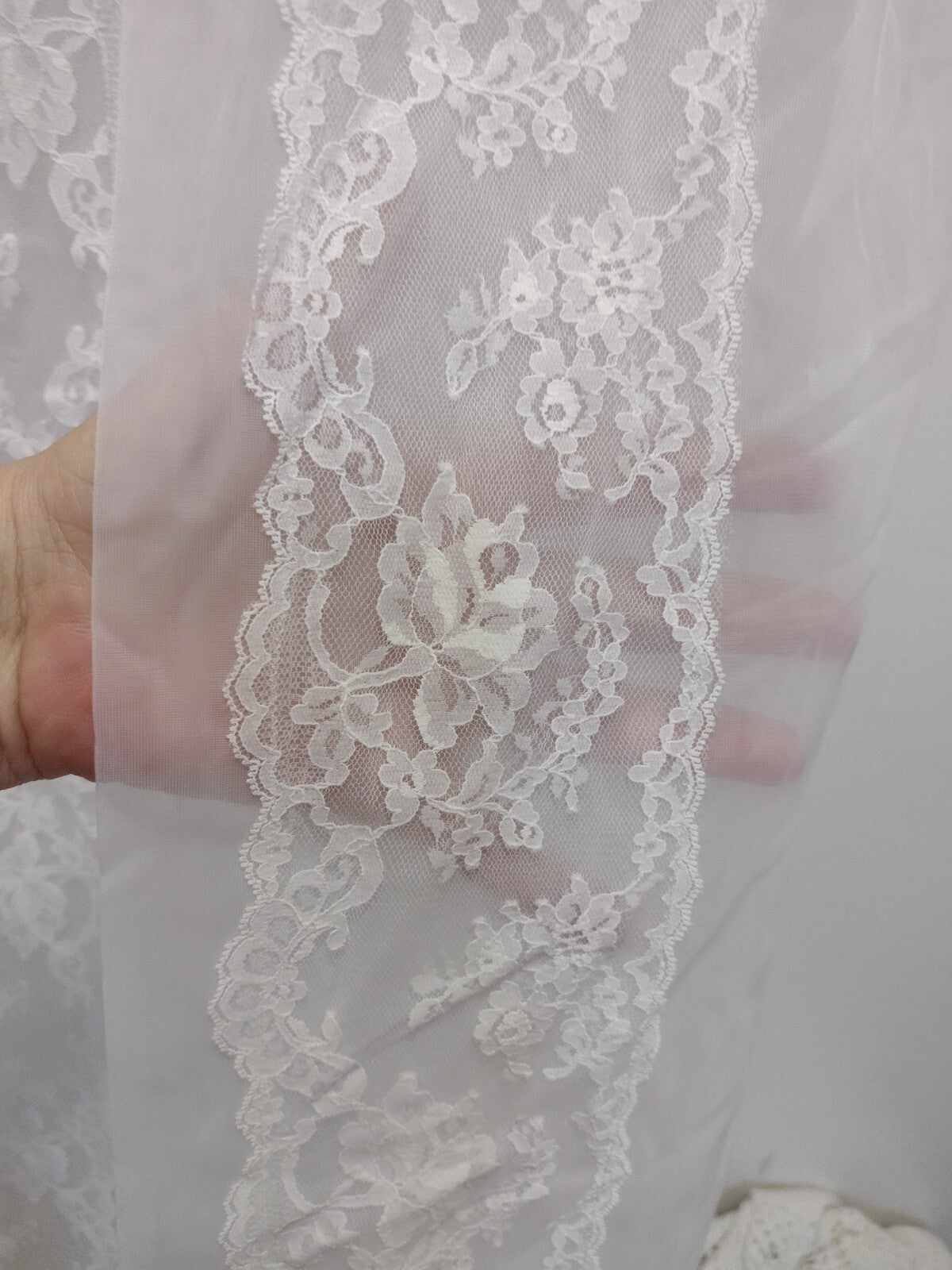 Robe Vintage Shadowline Sheer Chiffon Lace Peignoir Petite Bridal Boudoir