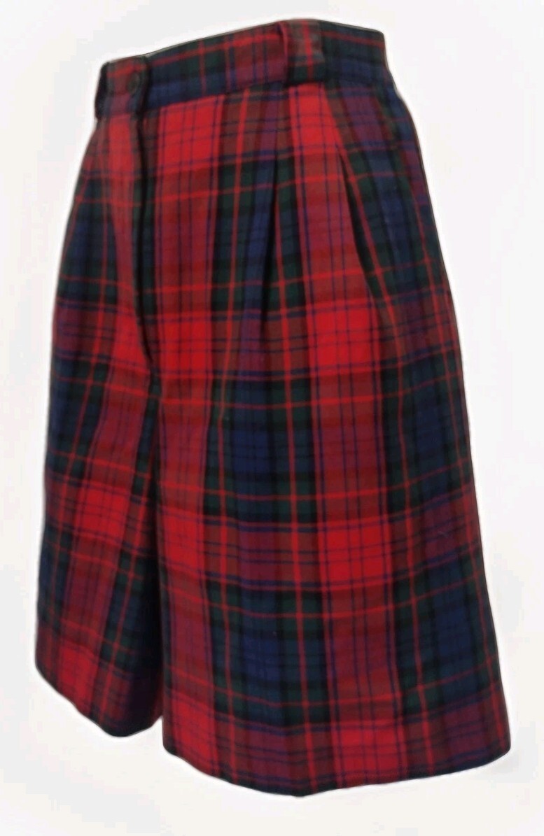 Vintage 80s Plaid Pleated Shorts Sz 10 High Waist Tartan Preppy Academia Pockets