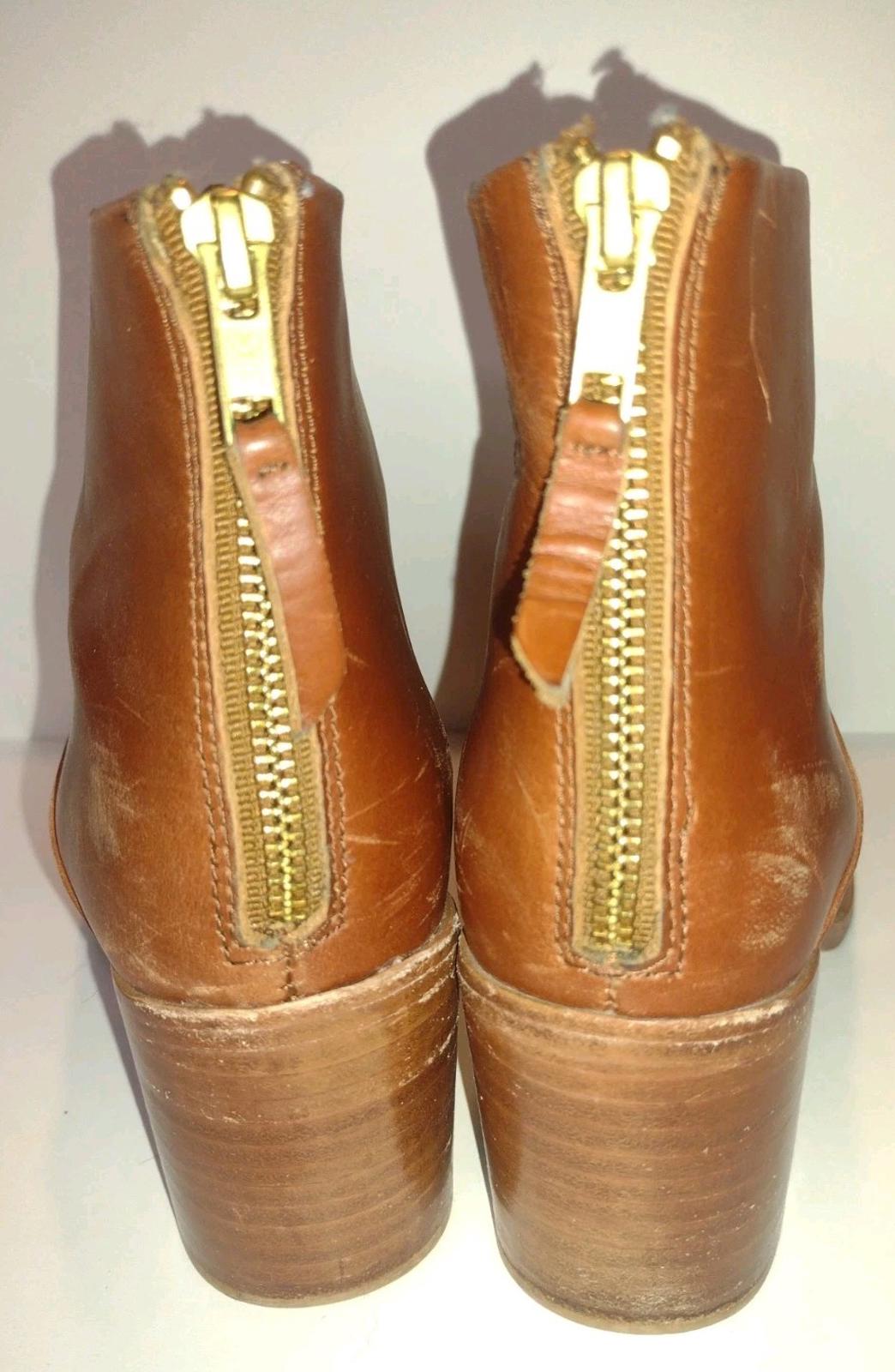 NISOLO Dari Commuter Boots Brown LeatherBlock Heel Almond Toe Ankle Women’s Sz 8