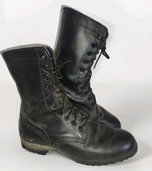 Vintage 1981 Black Leather Combat Boots 8.5R PH Code Original Laces & Soles