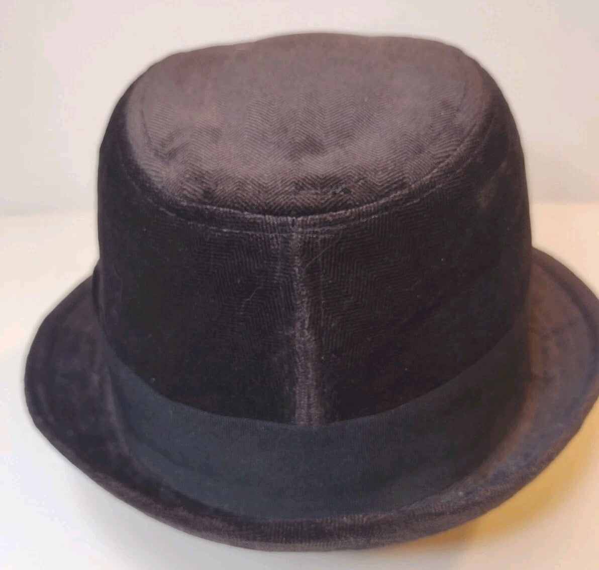 Stetson Trilby Fedora Hat Brown Herringbone Velvet Black Grosgrain Band Medium