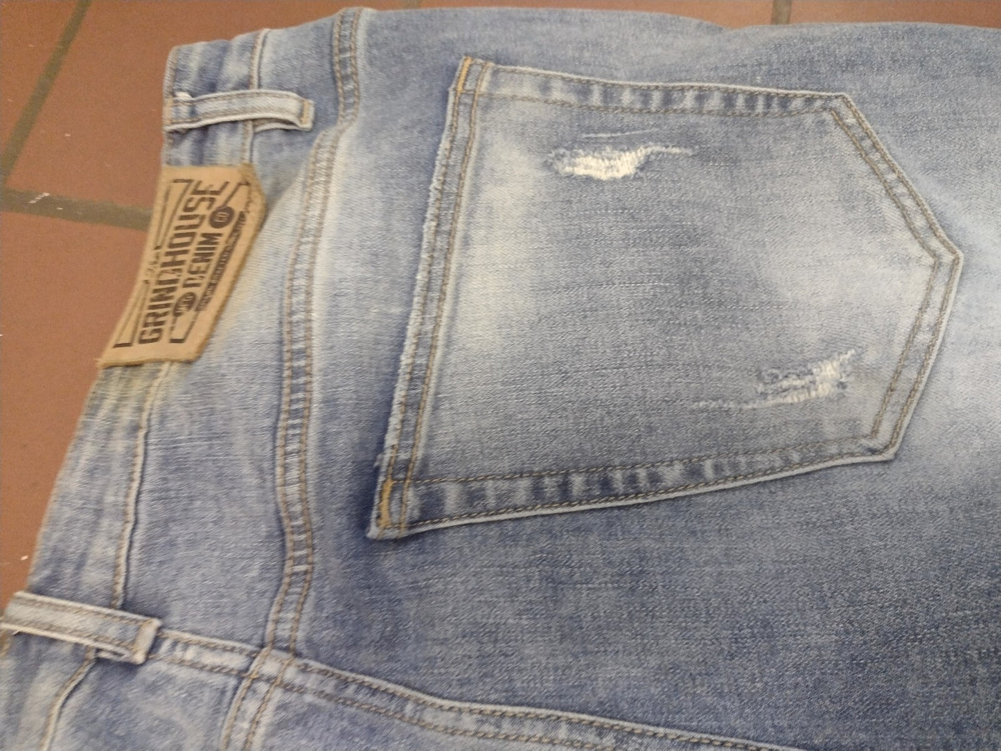 Grindhouse Denim NYC Distressed Jeans 38 Moto Zip Ankle Stretch Streetwear