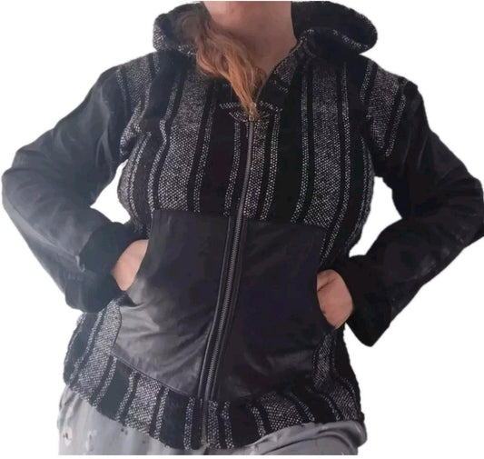 Reformation Spring & Clifton East Deck Baja Leather Jacket Black And White Sz M
