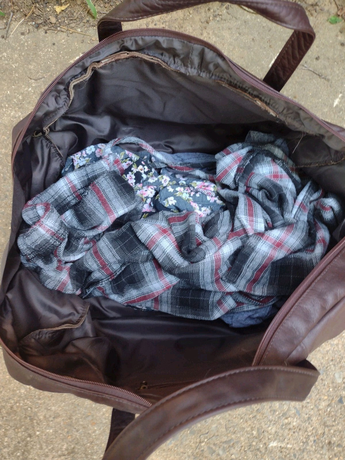 Vintage Genuine Leather Duffel Bag Chocolate Brown Weekender Travel Carry On