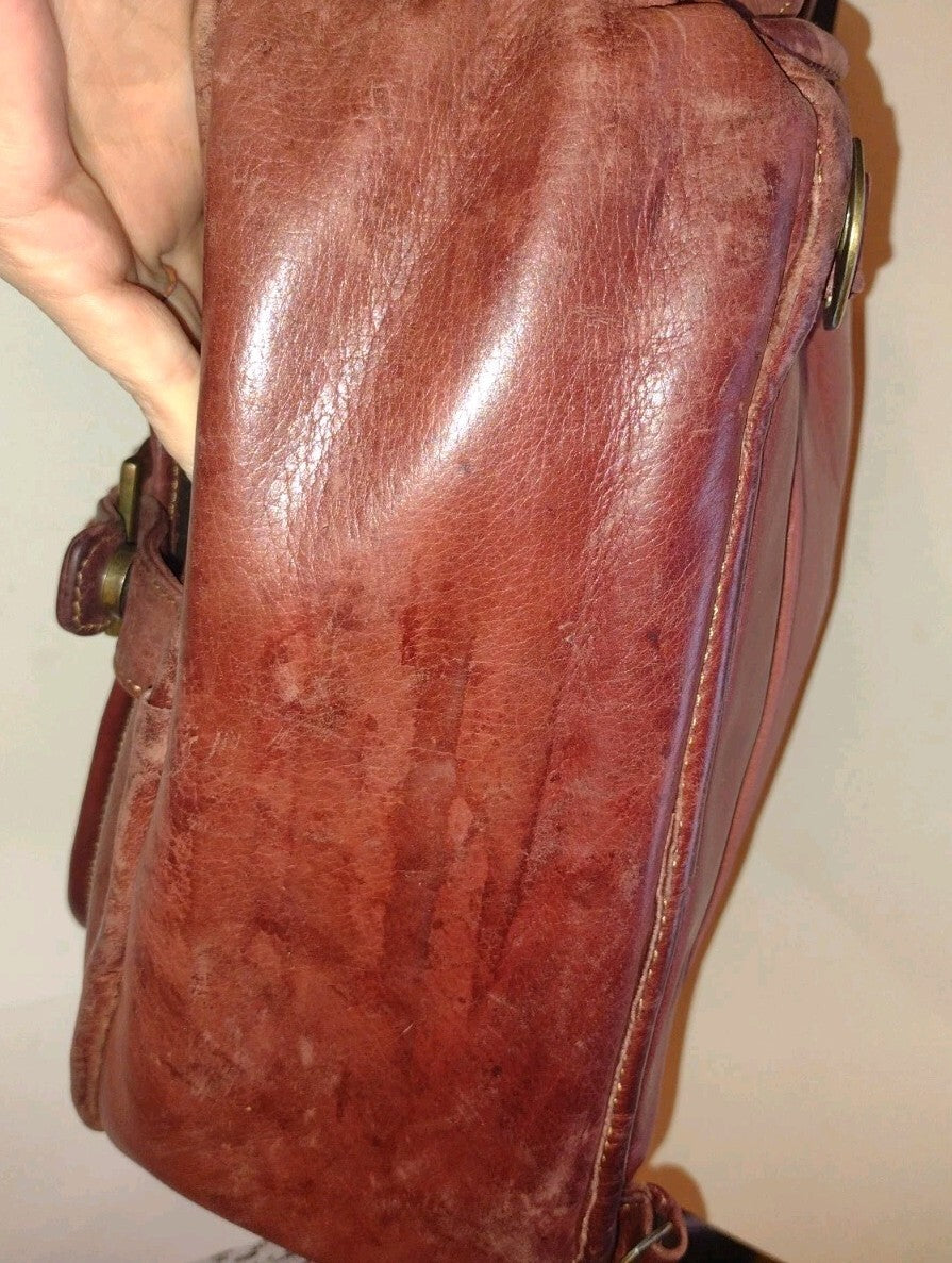 Leather Convertible Backpack Laptop Messenger Bag Brown Boho Travel 3 Way 16in