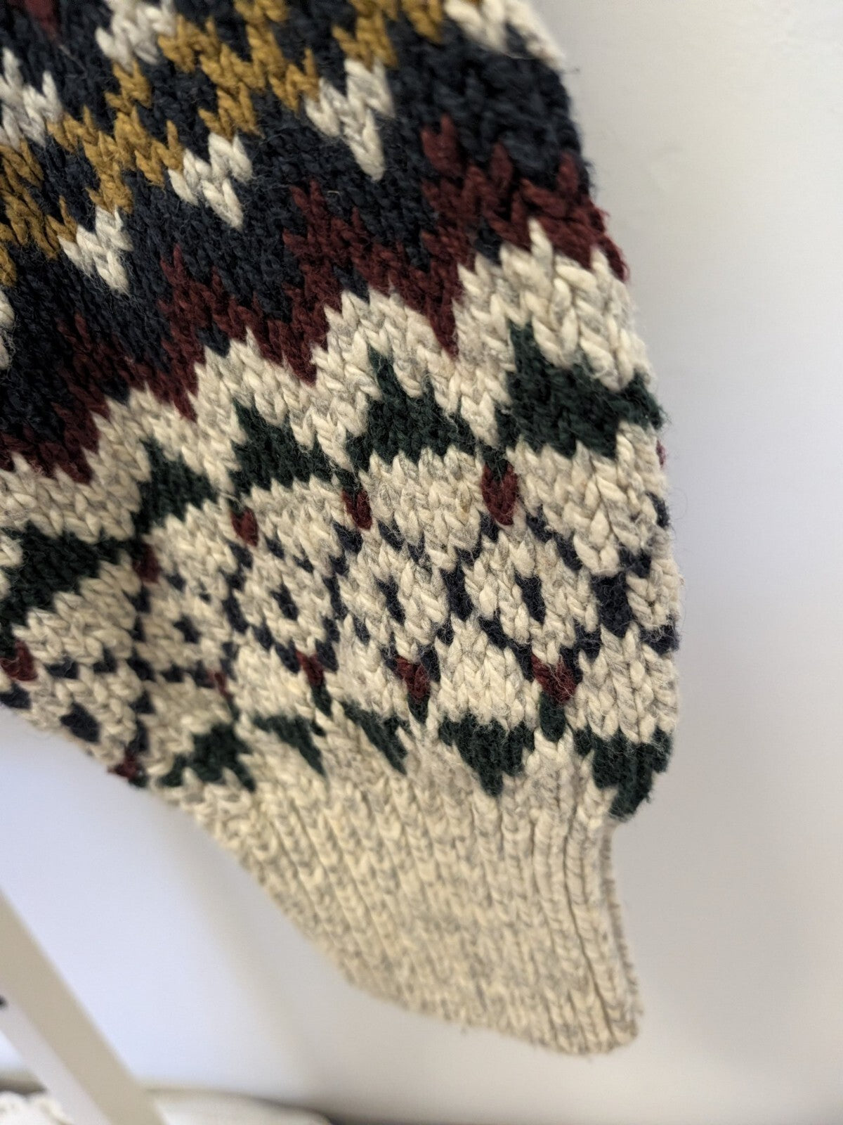 Mens Grandpa Fair Isle Sweater L Tall Robert Stock Vintage Nordic Knit Cotton