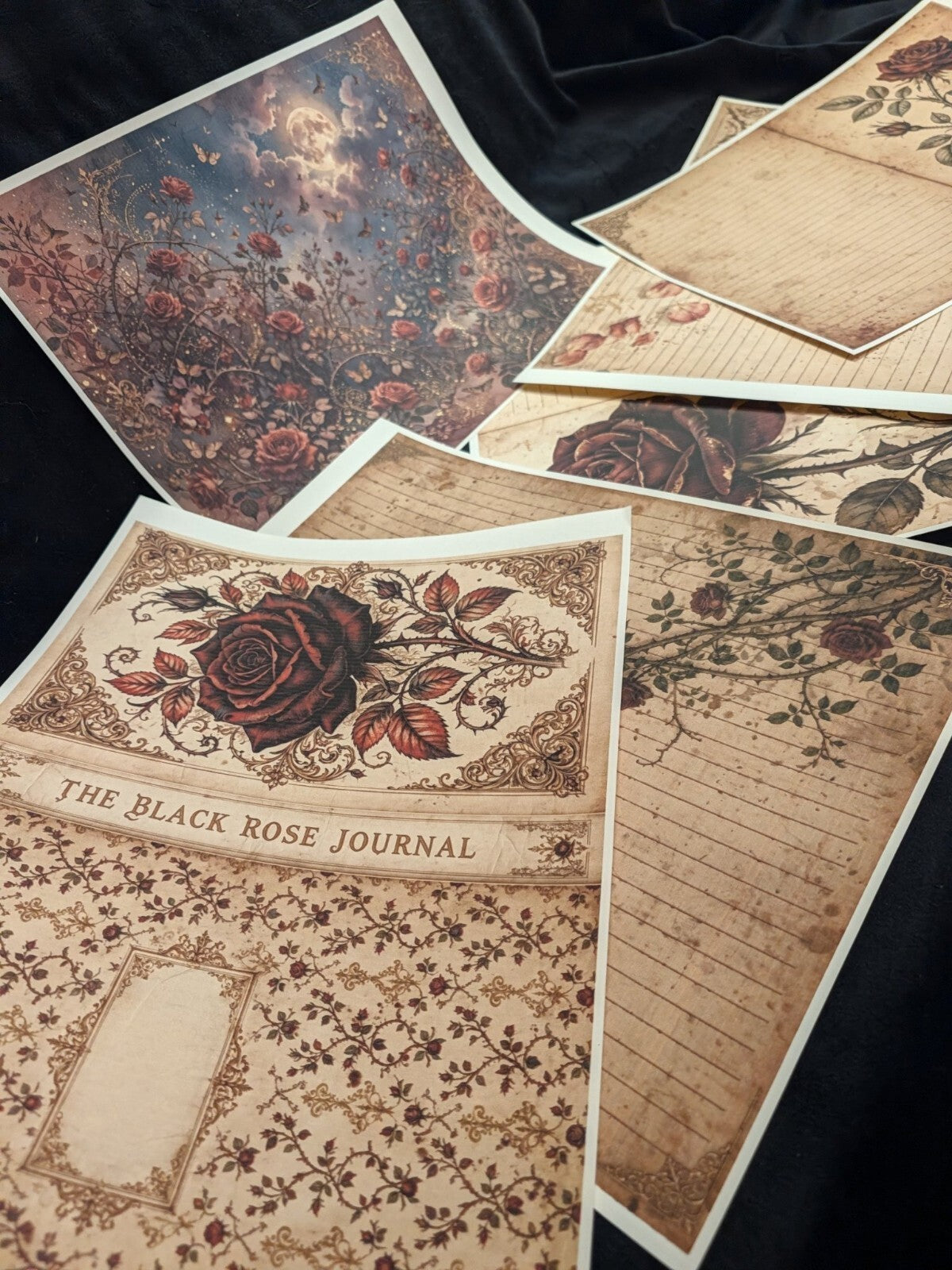 Black Rose 6 Paper Kit Gothic Journal Ephemera Victorian Junk Journal Scrapbook