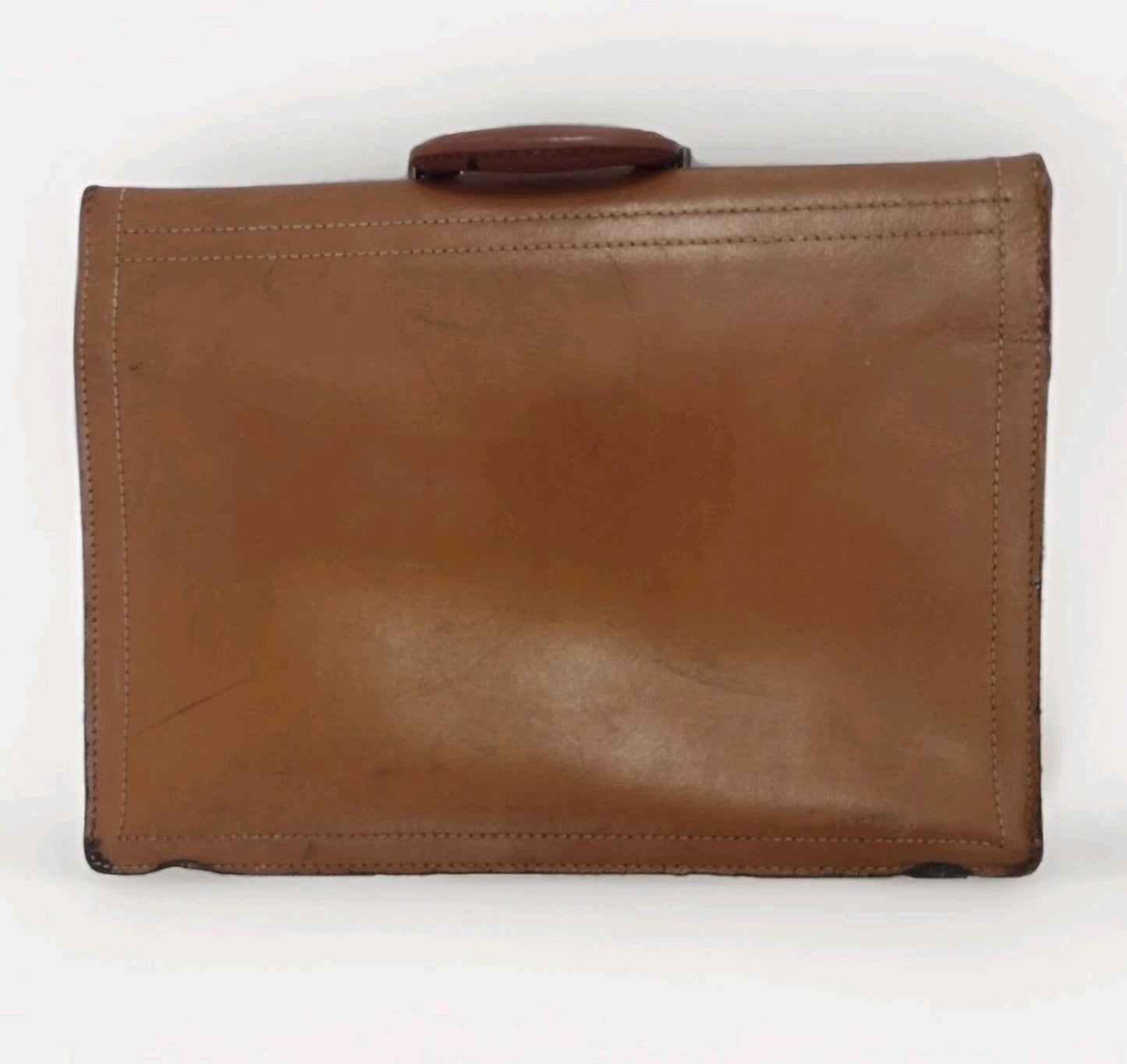 VTG 60s Arflite Leather Briefcase Brass Hardware Mid Century Structured 18x14x5