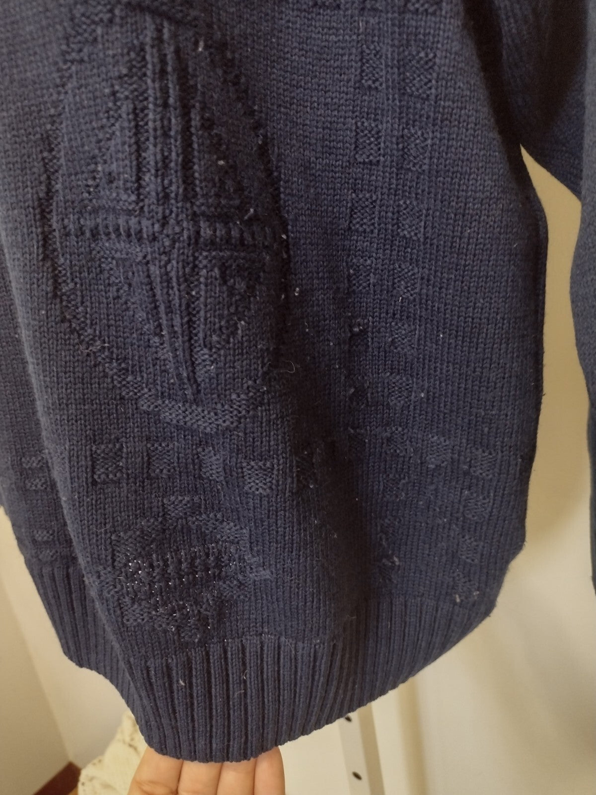 Vintage Blarney Castle Designs Ireland Sweater L Navy Celtic Grandpa Knit