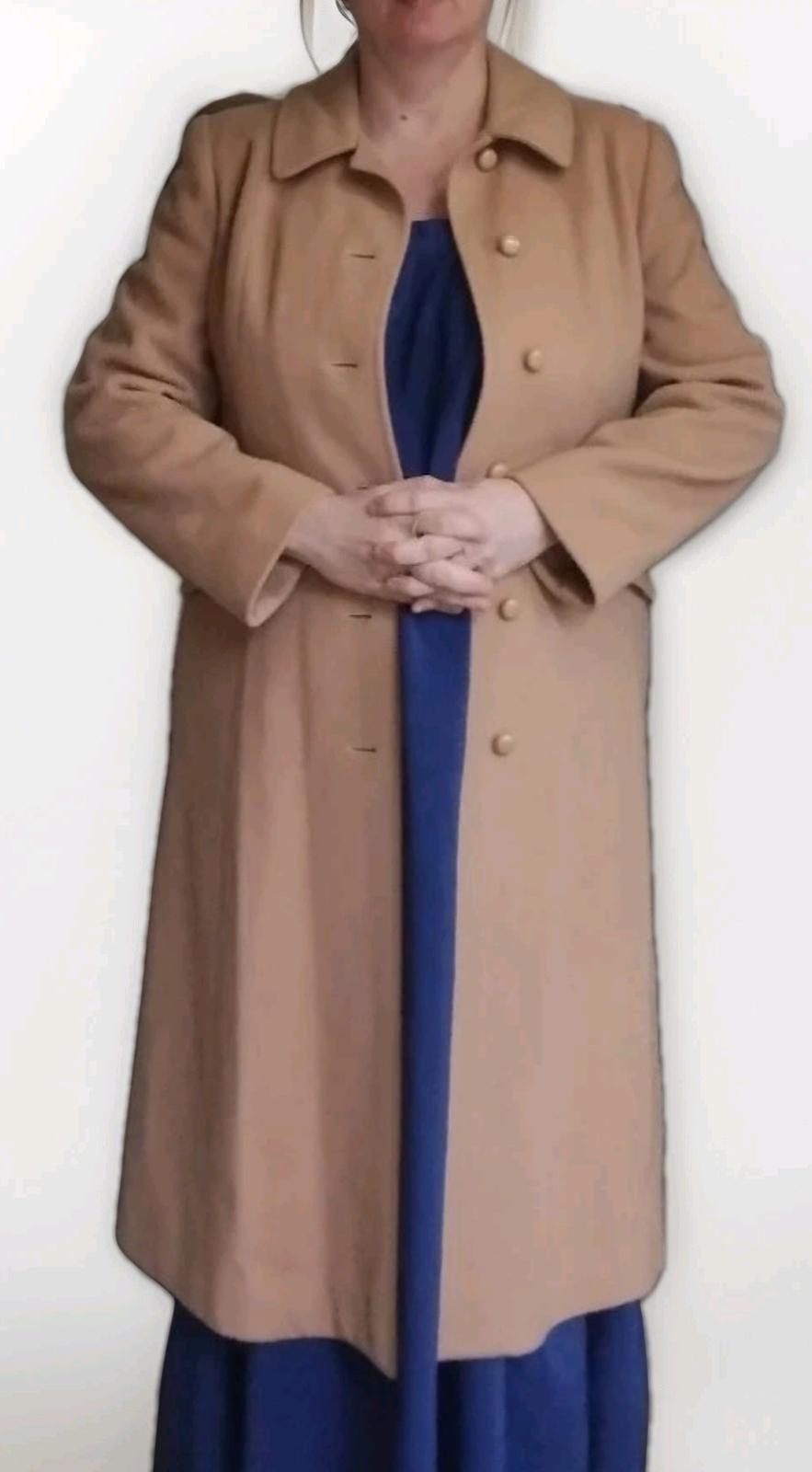 Vintage '80s Montello Mackintosh Wool Overcoat Tan Union Made W Sz 14
