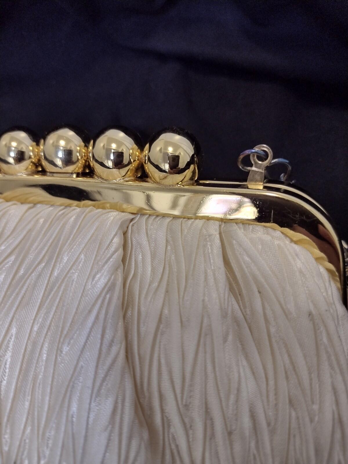 Set Of 2 Satin Frame Bag & Beaded Hong Kong Clutch Gold Chain Evening Purse 60s+