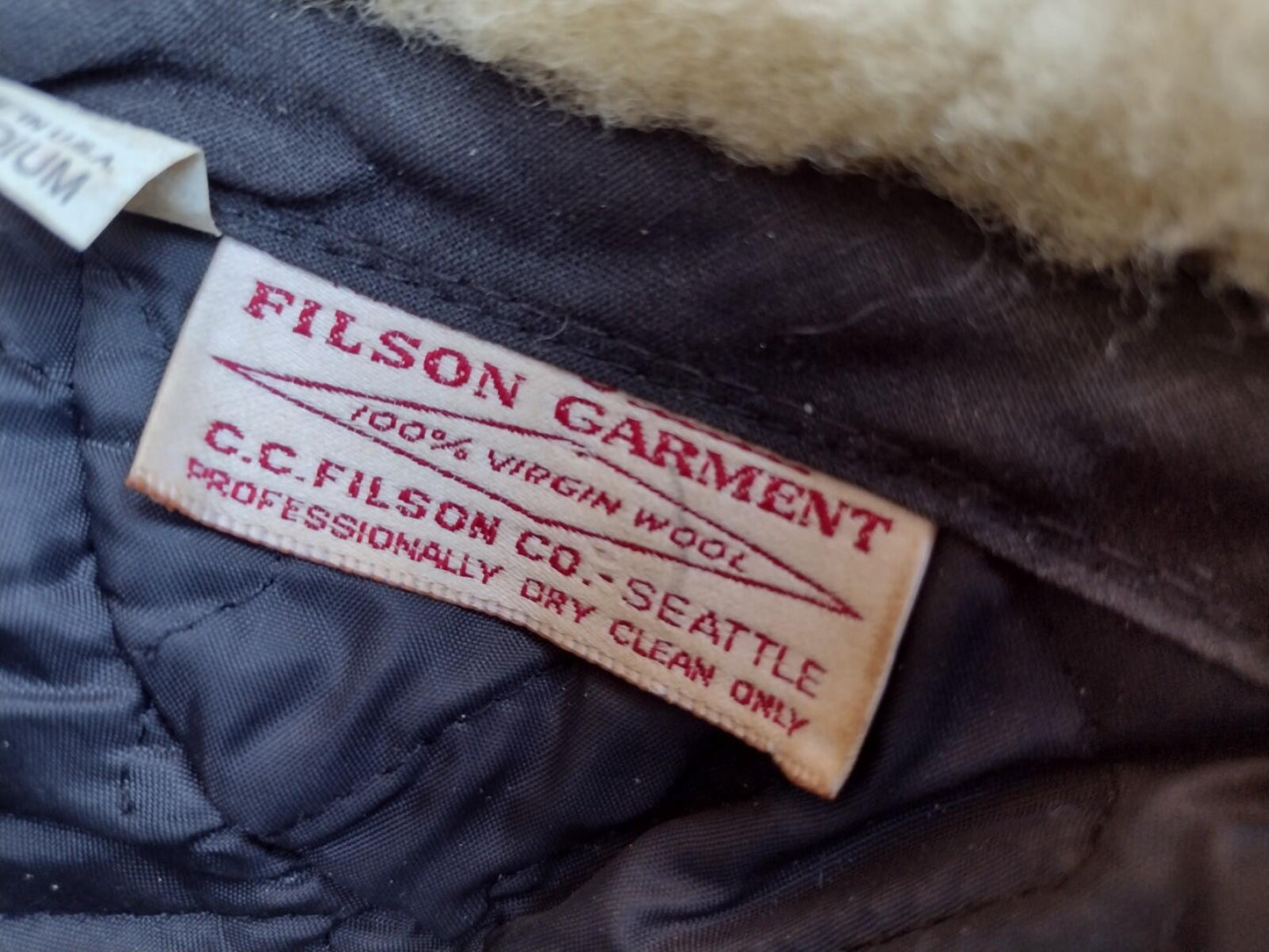 Vintage 80s Filson Wool Trapper Hat Shearling Lined USA ACTWU Medium