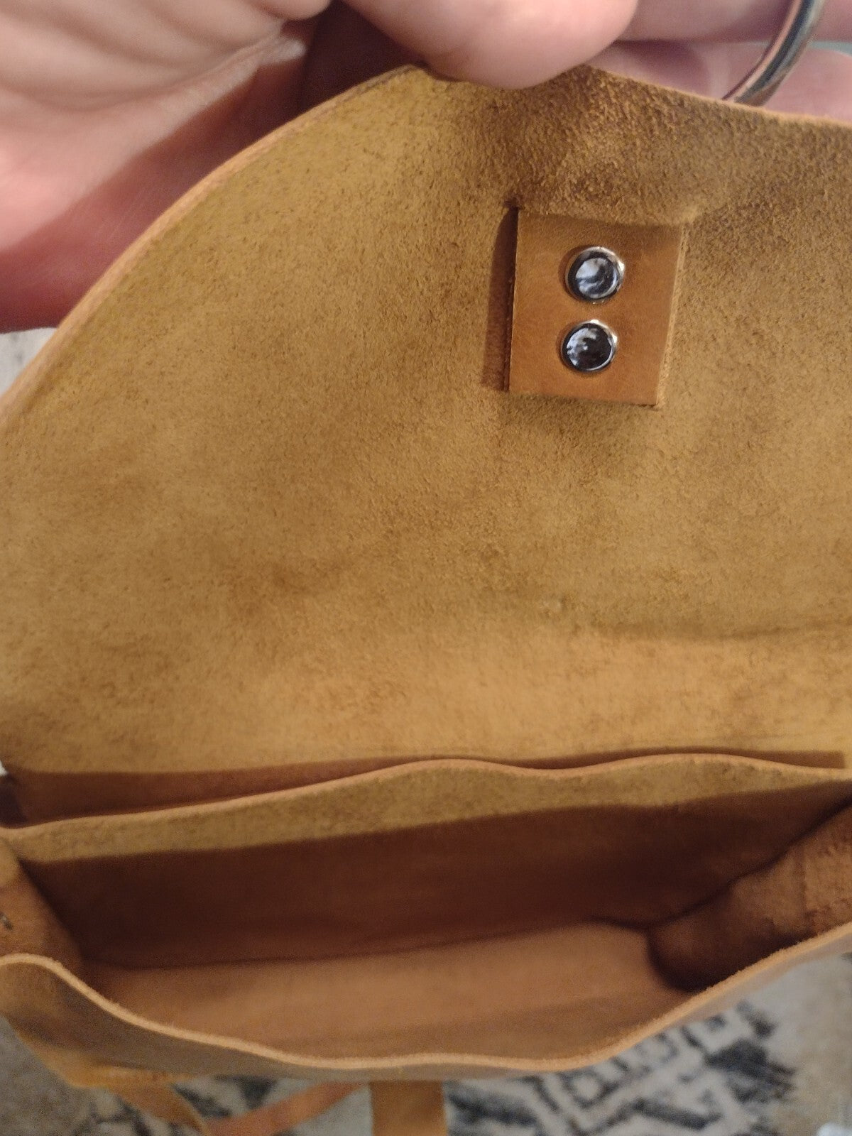 Boho Cognac Leather Crossbody Bag Artisan O Ring Shoulder Purse Rustic