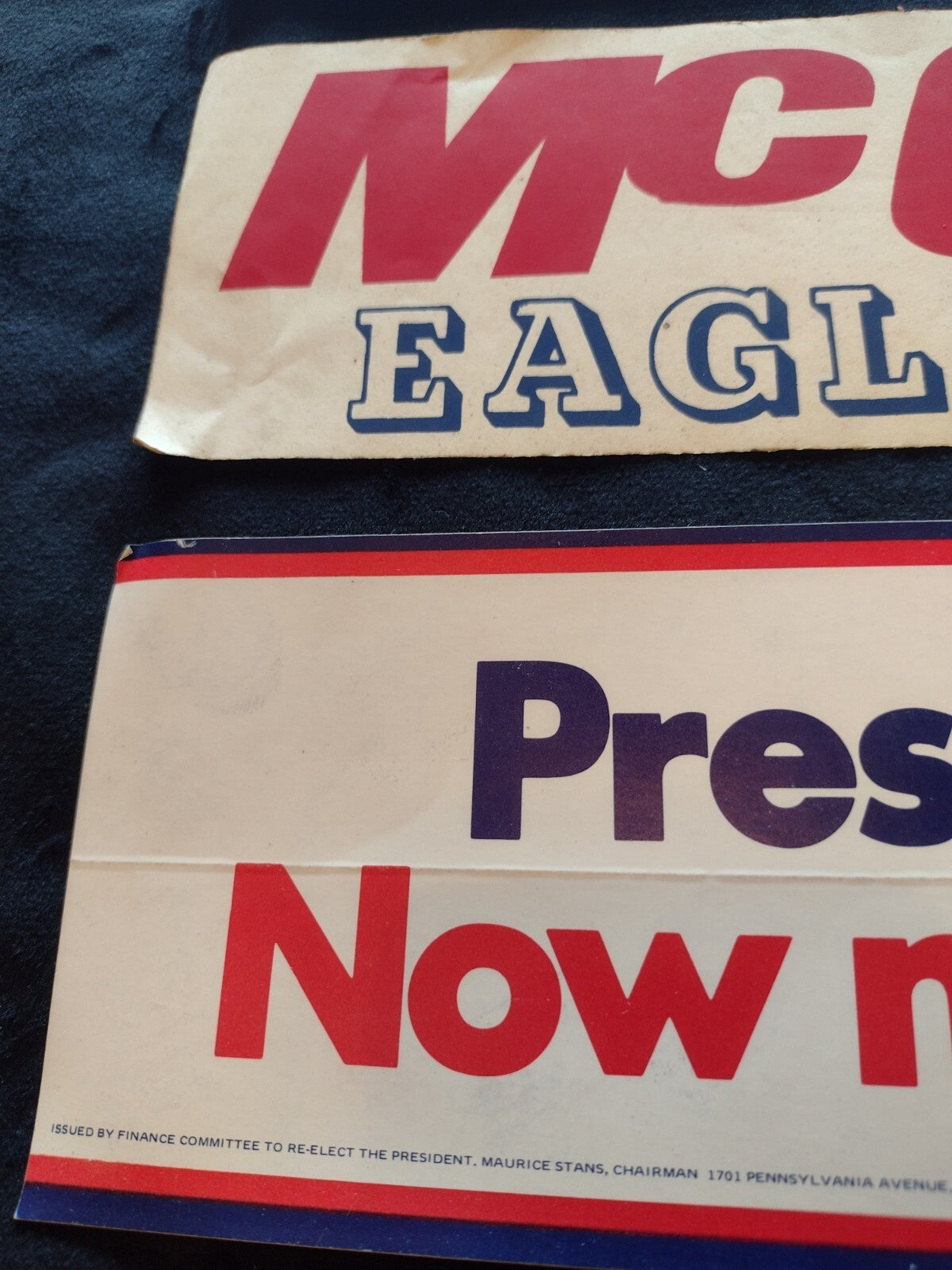1972 Nixon McGovern Eagleton Bumper Stickers Bicentennial Flag Ephemera Lot