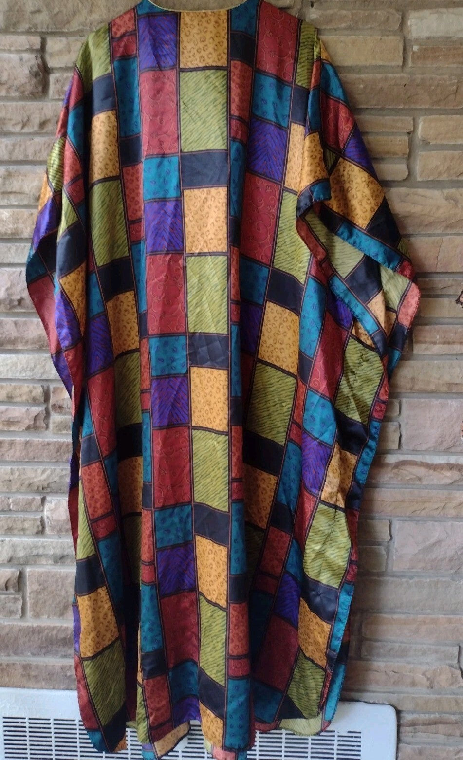 Vintage Womens Caftan Lot 2 One Size Animal Print Satin Lounge Maxi Dresses