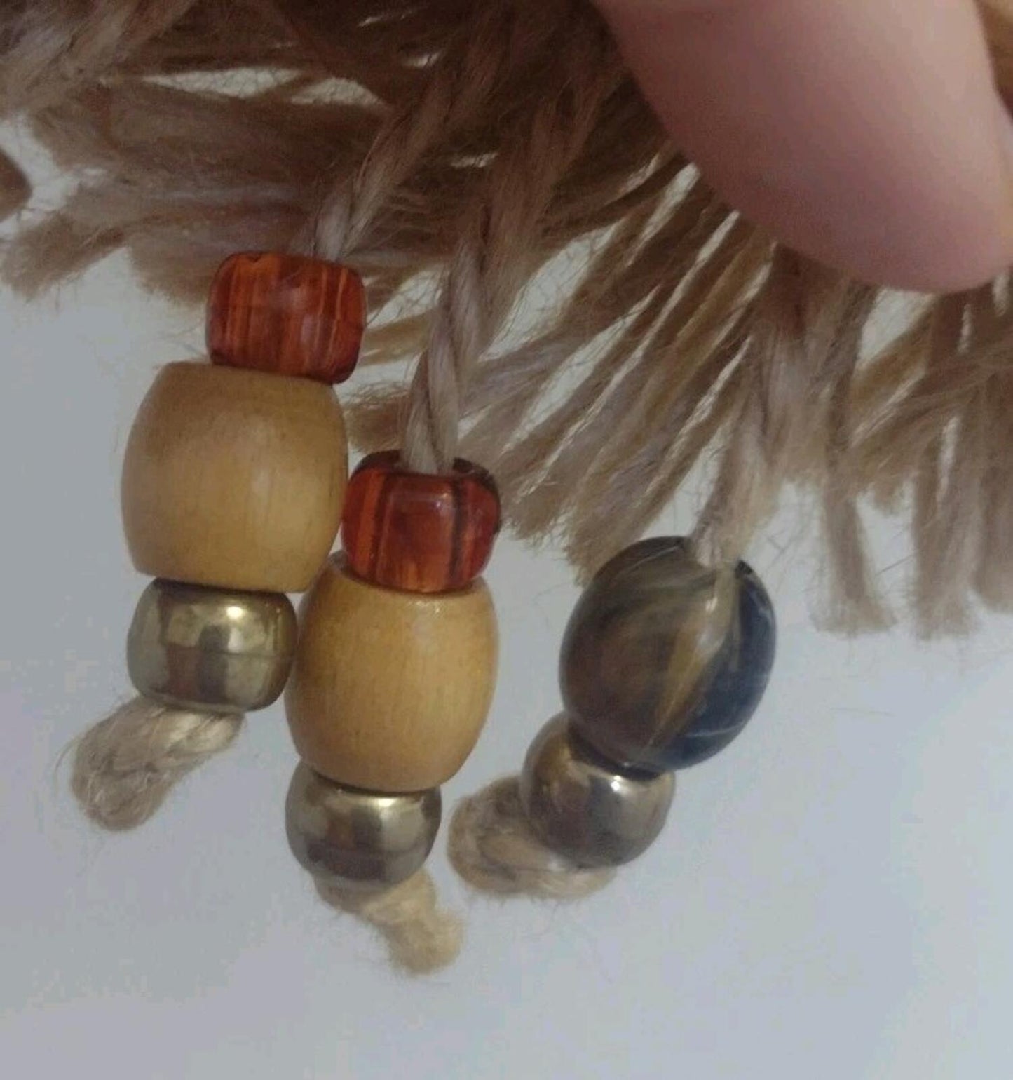 VTG 60s Artisan Stretch Belt Brass Tiger’s Eye Wood Beads Safari Animals Boho
