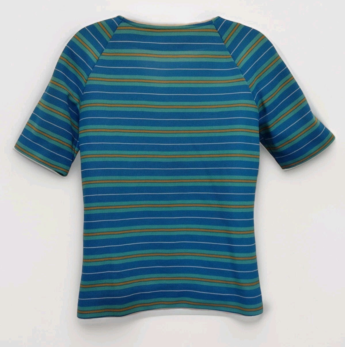 Vintage 60s Jantzen Striped Knit Top USA Mod Preppy Retro Nautical Blue Medium M