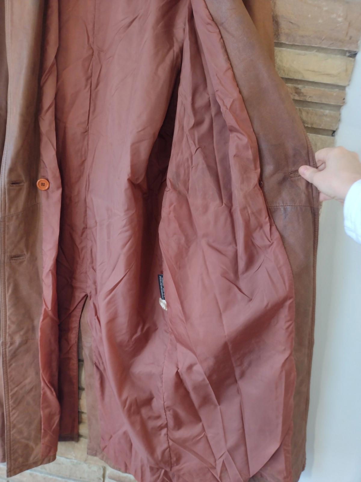 Pelle Studio Brown Nubuck Leather Women's Trench Coat M Western 48” Long