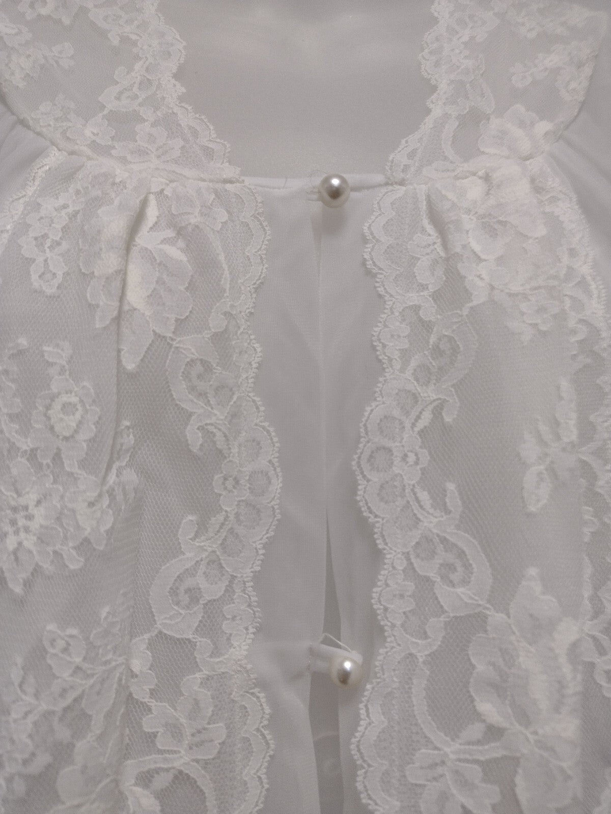 Robe Vintage Shadowline Sheer Chiffon Lace Peignoir Petite Bridal Boudoir