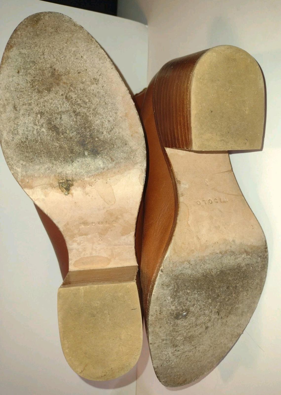 NISOLO Dari Commuter Boots Brown LeatherBlock Heel Almond Toe Ankle Women’s Sz 8