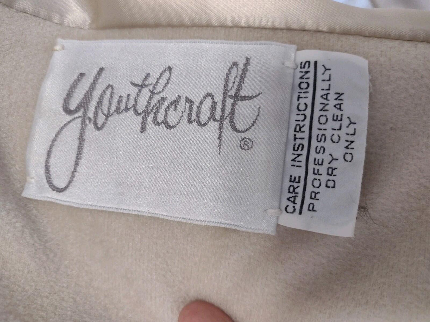 VTG 50s Youthcraft Beige Cashmere Blend Coat Fox Fur Collar Double Breasted Sz S