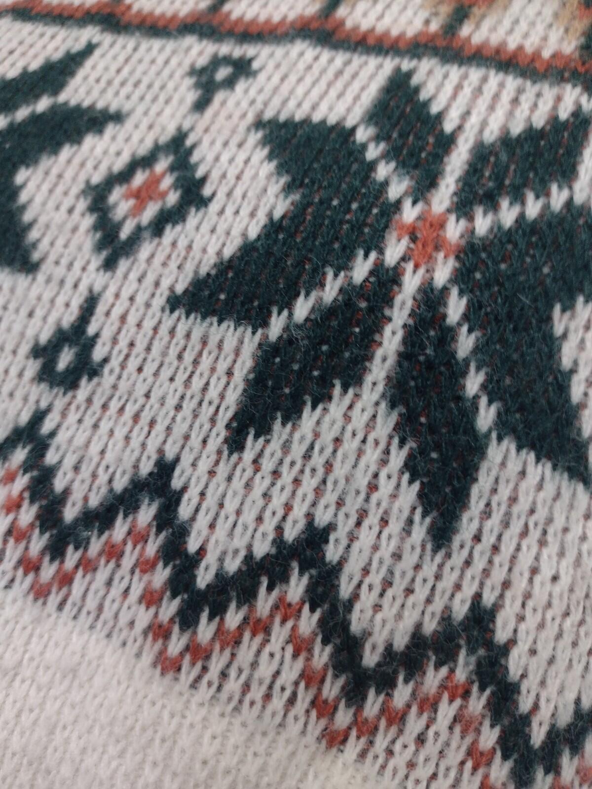 80s McBriar Fair Isle Sweater M Cream Rust Green Nordic Knit
