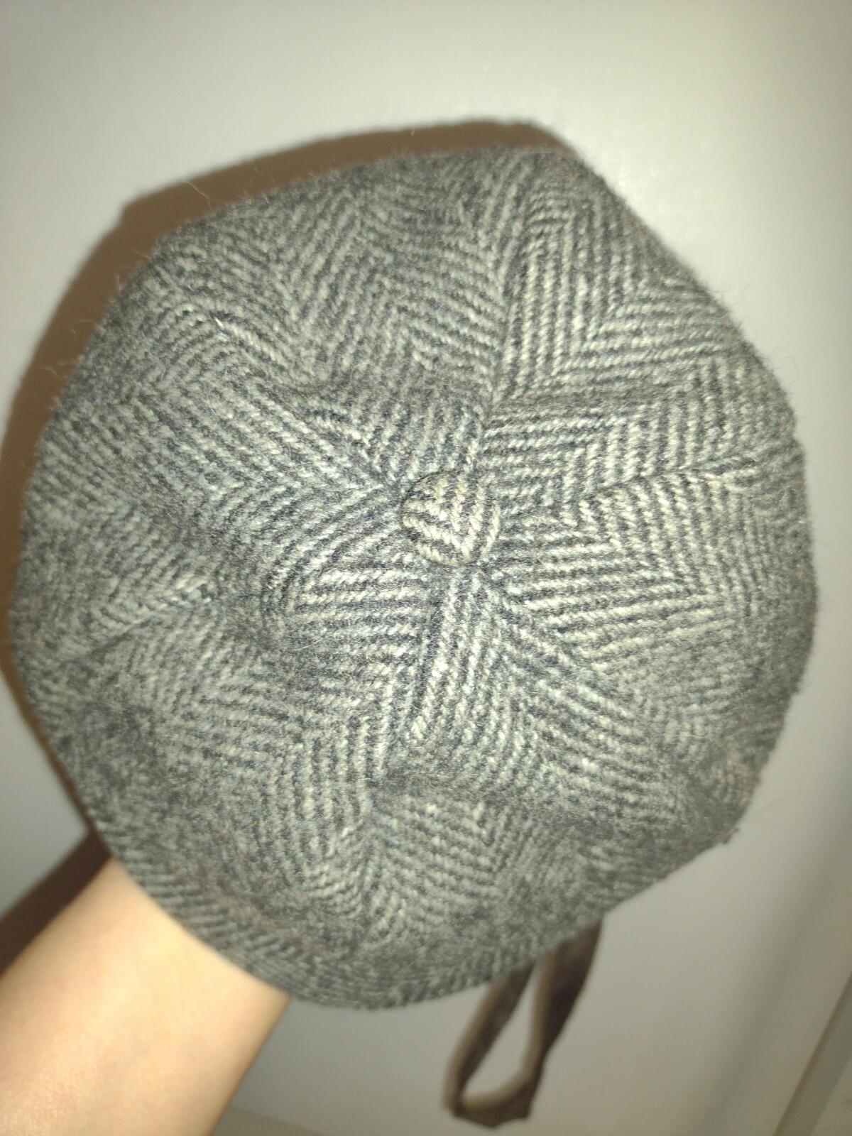 Vintage 40s Wool Herringbone Alpine Ski Cycling Ear Flap Cap Gray Tweed Hat
