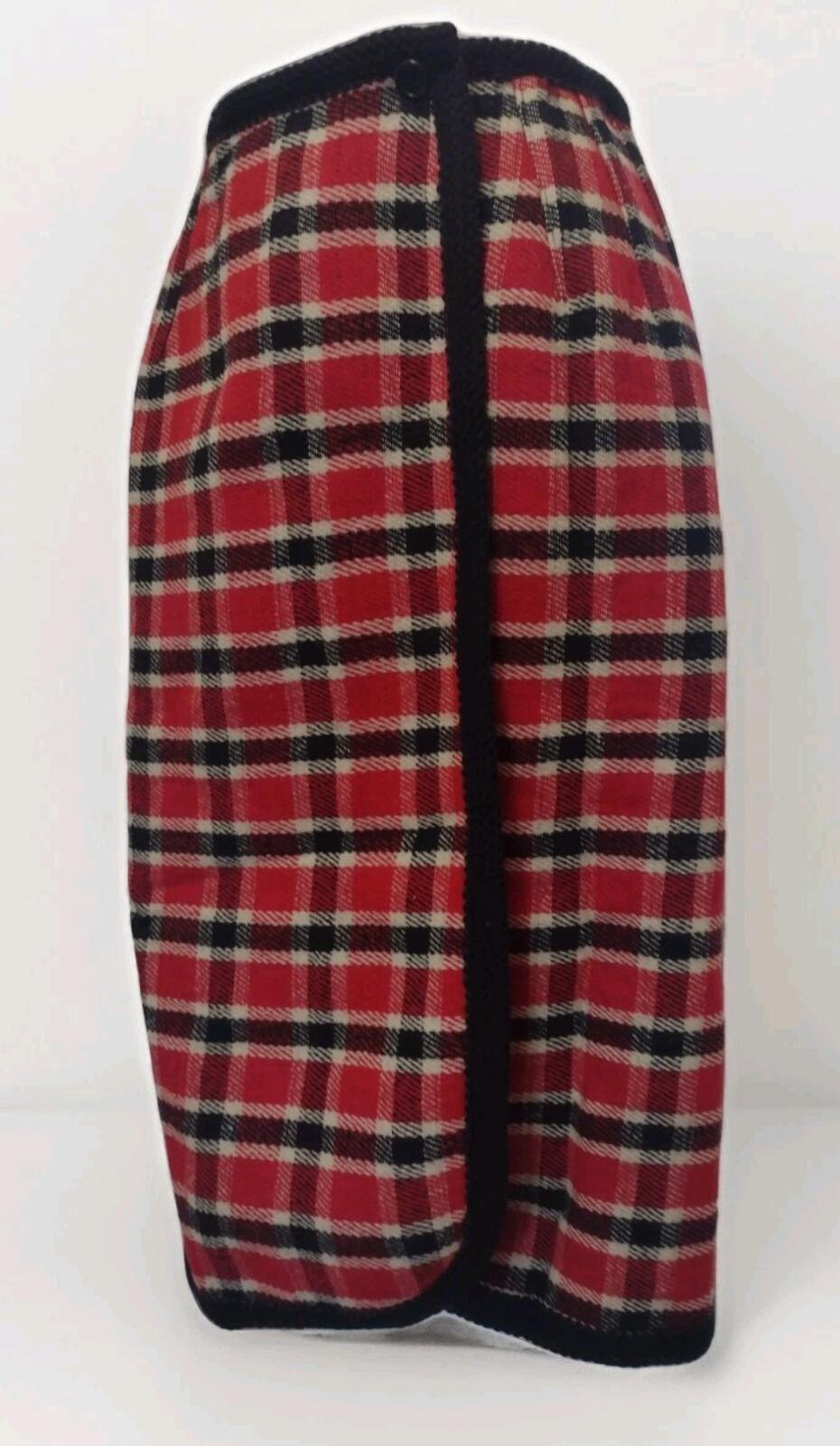Vintage 50s Handmade Reversible Wool Wrap Skirt XS Plaid Herringbone Trimmed