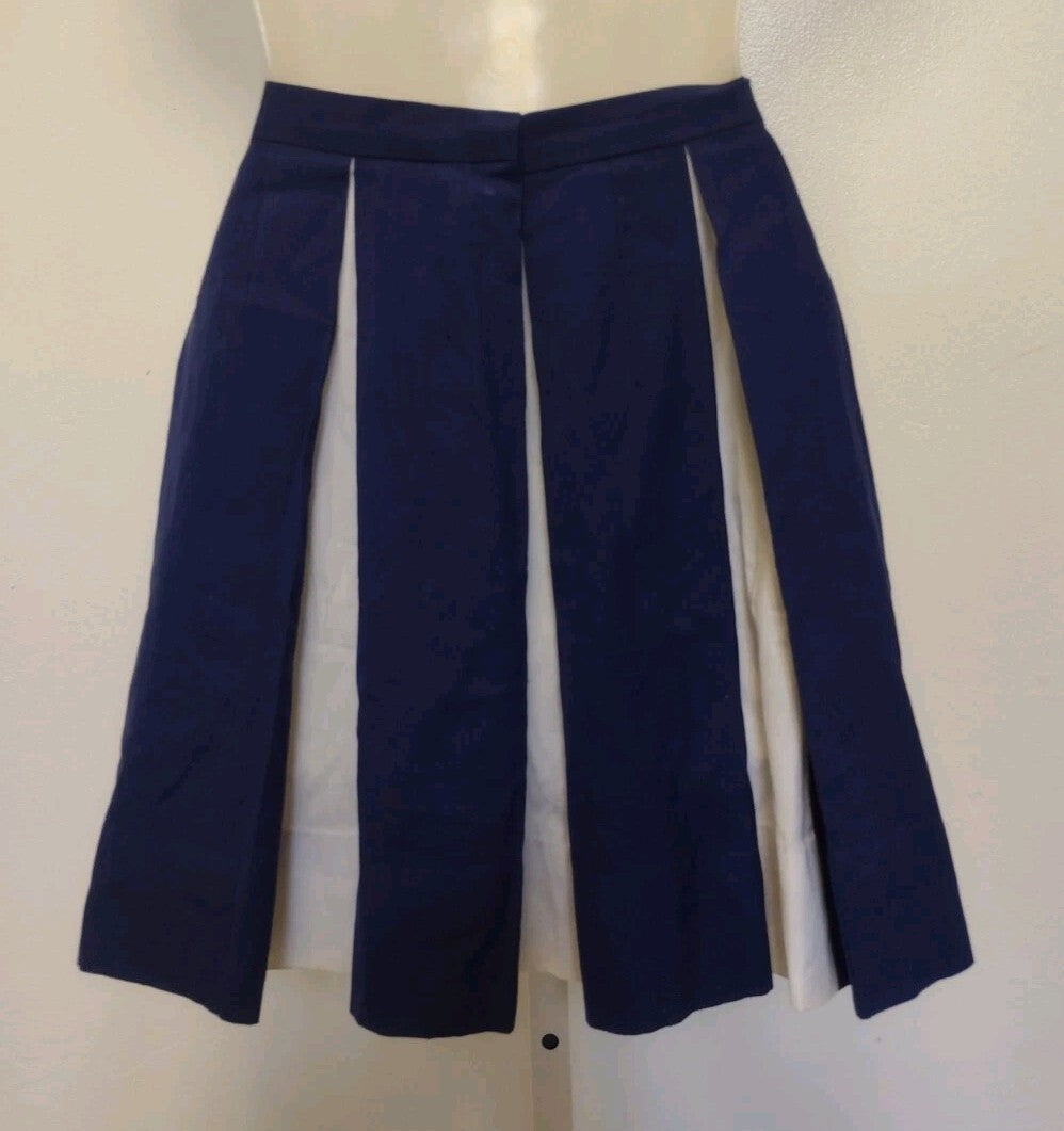 Vintage 1960s Cheerleader Skirt Navy White Pleated Handmade School Spirit Cotton