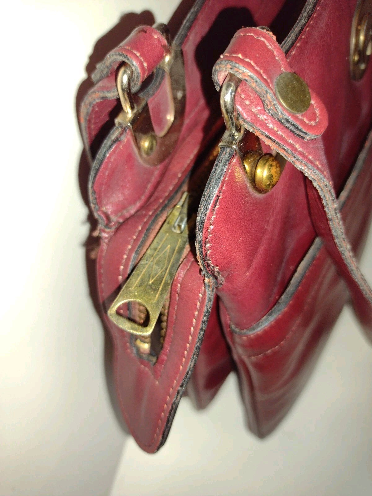 Vintage 70s Etienne Aigner Oxblood Leather Shoulder Bag Organizer Purse