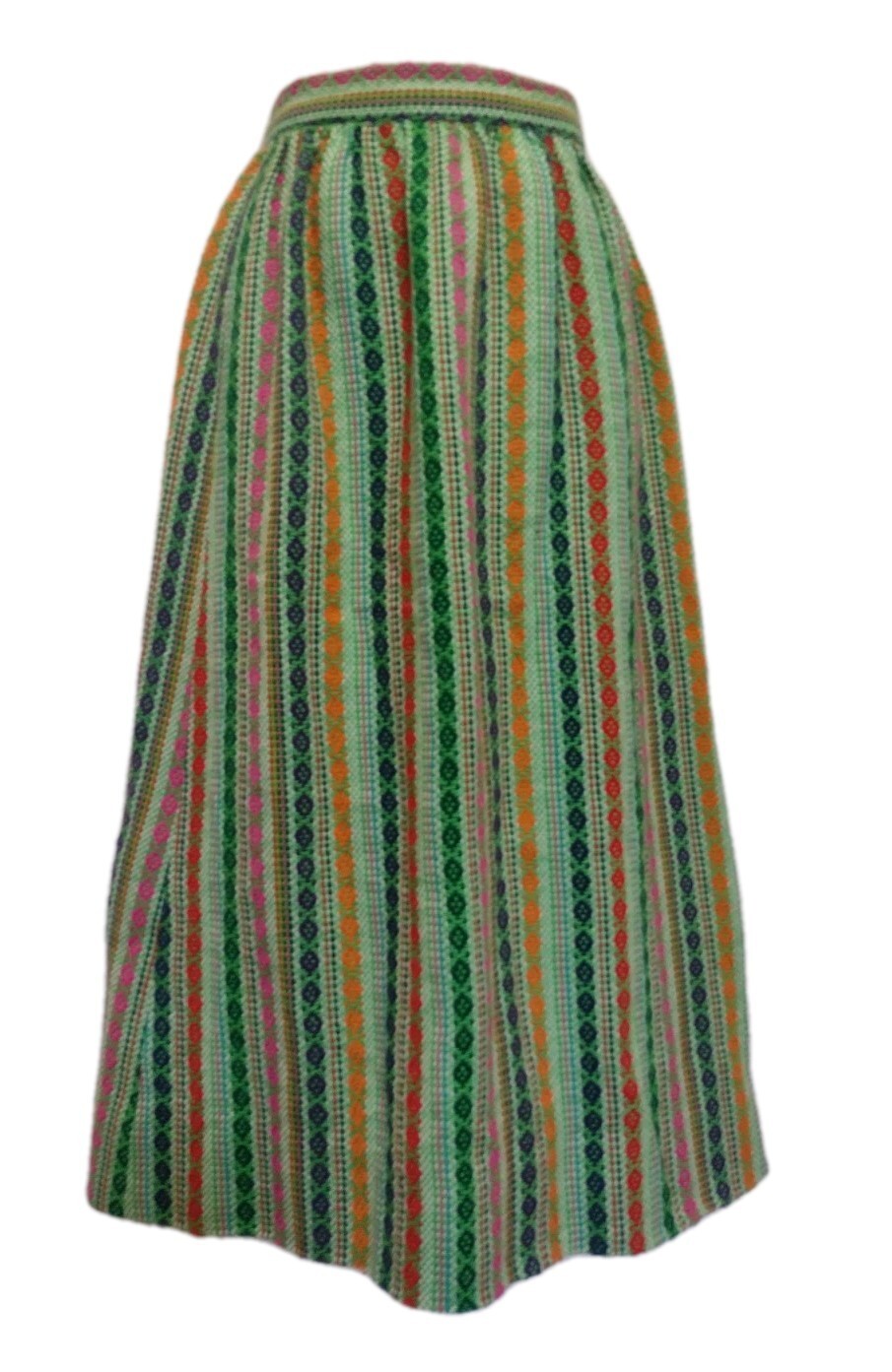 Vintage 70s Woven Boho Skirt XS 23.5 Waist Geometric Folk Talon Zip