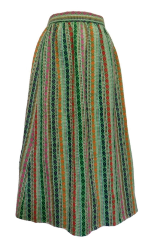 Vintage 70s Woven Boho Skirt XS 23.5 Waist Geometric Folk Talon Zip