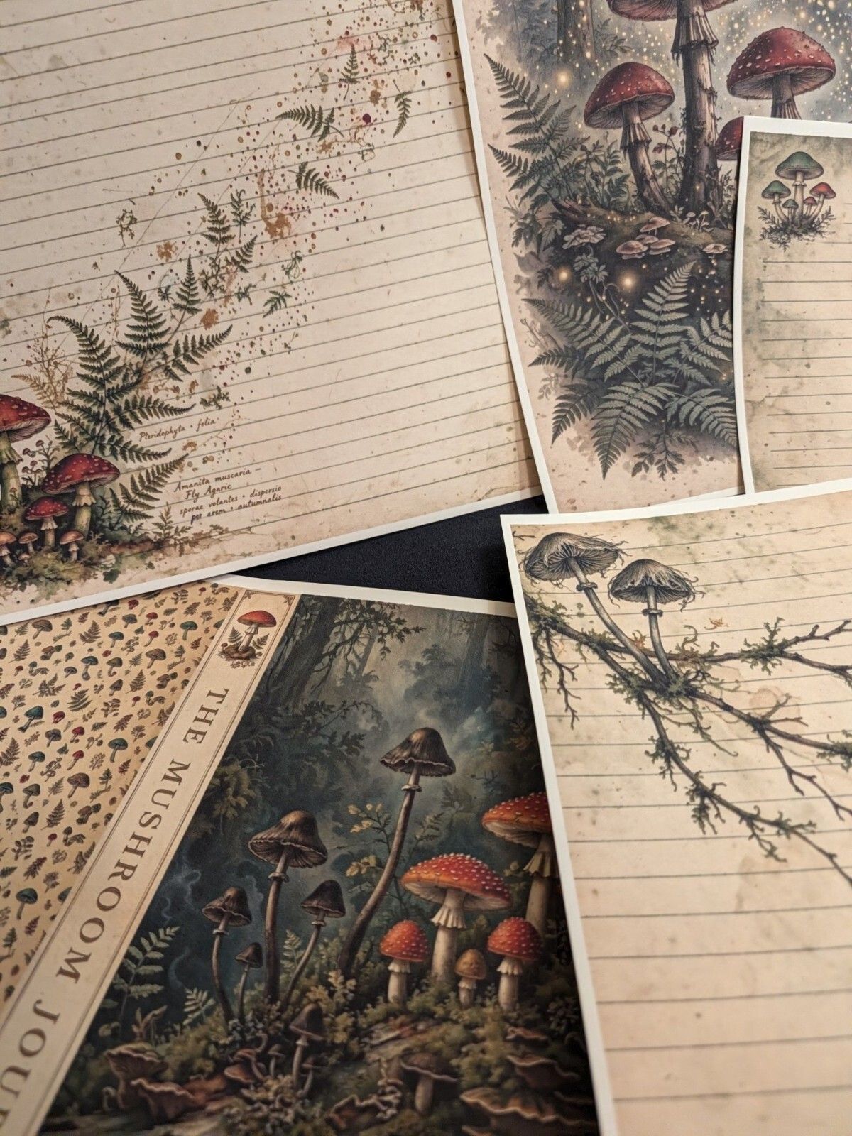 Mushroom 6 Paper Kit Gothic Journal Ephemera Dark Forest Junk Journal Scrapbook