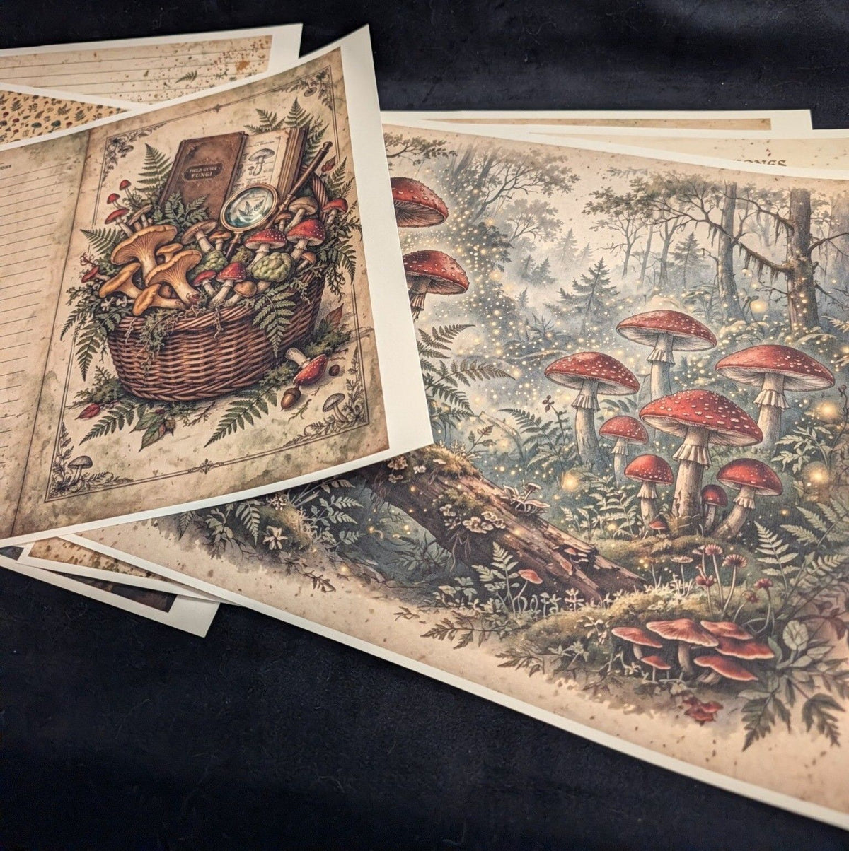 Mushroom 6 Paper Kit Gothic Journal Ephemera Dark Forest Junk Journal Scrapbook