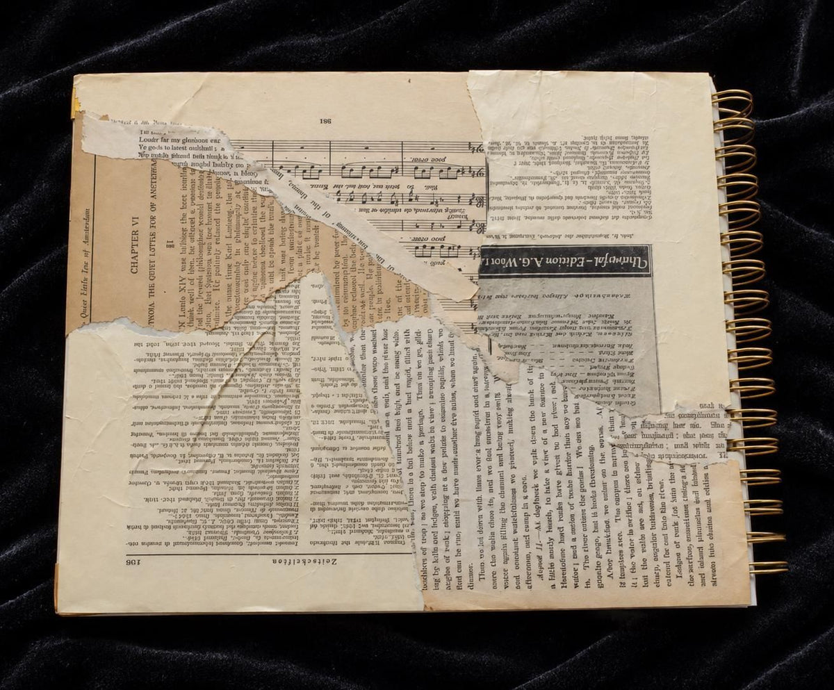 Jumbo 9x11 Gothic Junk Journal Midnight Garden Handmade Aged Spiral Journal